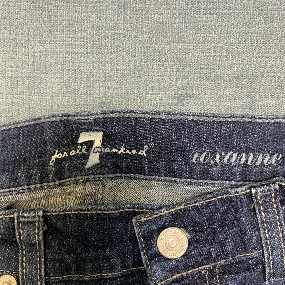 7 For All Mankind Roxanne Jeans Womens 27 Blue Denim Stretch 5 Pocket Straight - Picture 15 of 16